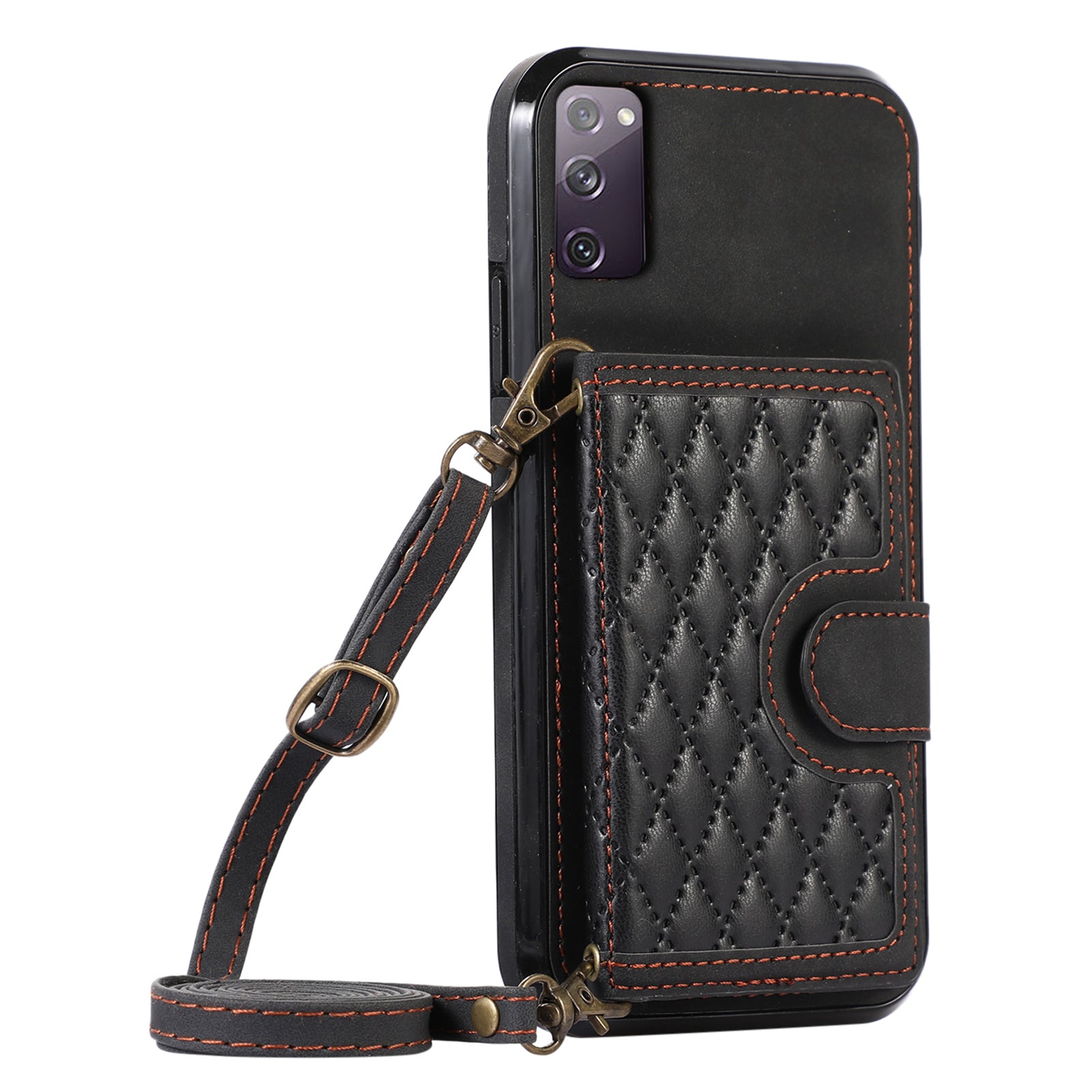For Samsung Galaxy S20 4G / 5G Card Holder Phone Case TPU+PU Leather Kickstand Phone Cover - Black For Samsung Galaxy S20 4G / 5G Card Holder Phone Case TPU+PU Leather Kickstand Phone Cover - Black